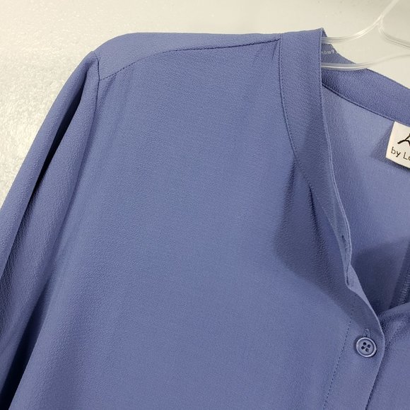 Linea by Louis Dell Olio Sky Blue Button Down Pockets Tunic Top Shirt Blouse - Picture 4 of 11